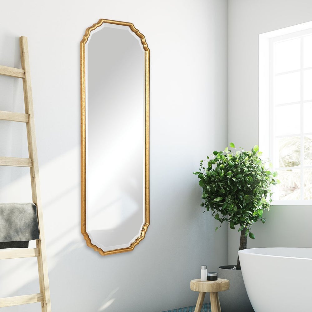 Casa Bella Living Elegant Curved Corners With Metallic Gold Leaf Frame Mirror - Image 2