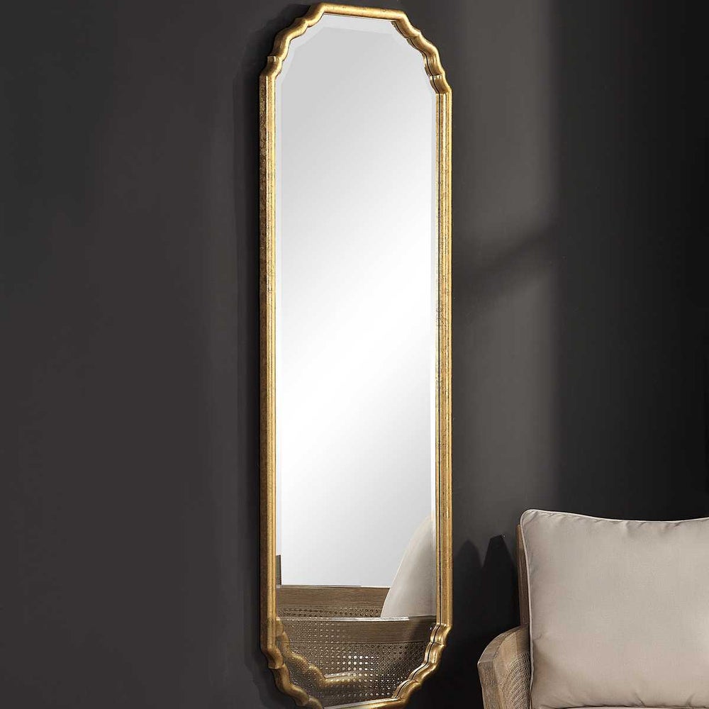 Casa Bella Living Elegant Curved Corners With Metallic Gold Leaf Frame Mirror - Image 3