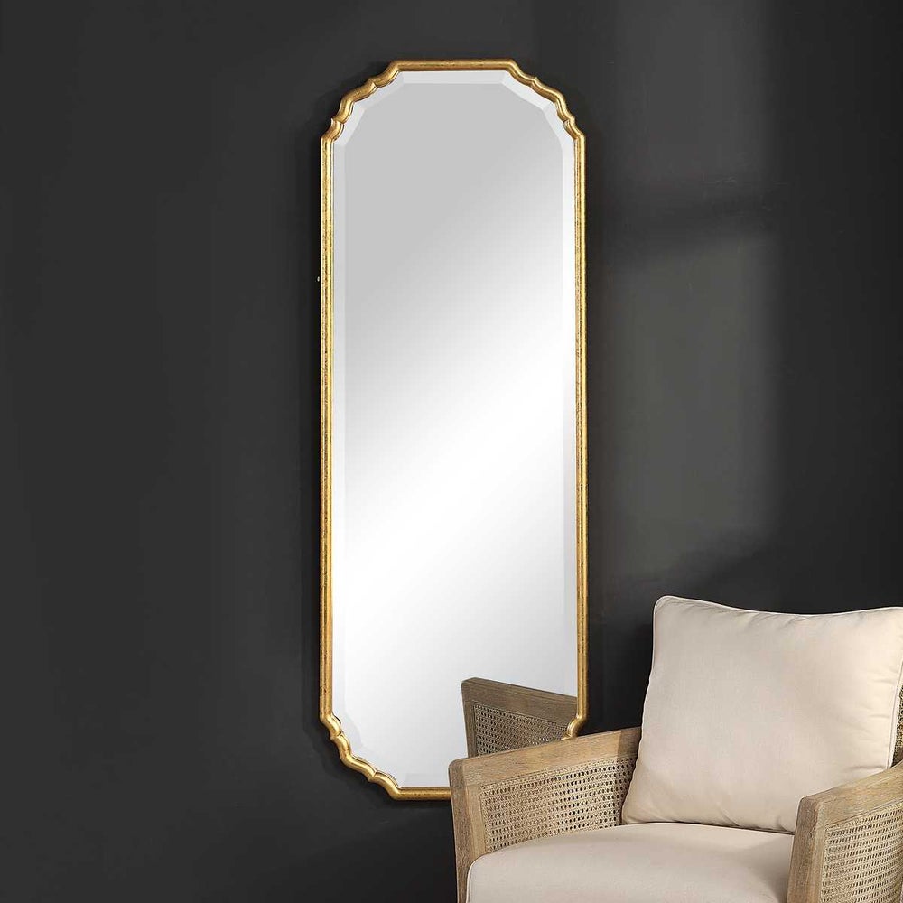Casa Bella Living Elegant Curved Corners With Metallic Gold Leaf Frame Mirror - Image 1