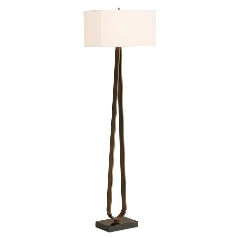 Uttermost Galloway Slim Dark Bronze Floor Lamp With White Linen Shade - Image 2
