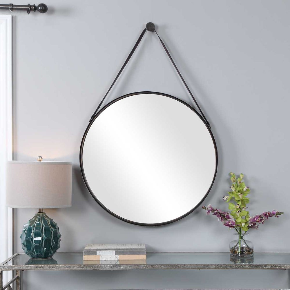Casa Bella Living Antique Bronze Thick Framed Round Mirror - Image 2