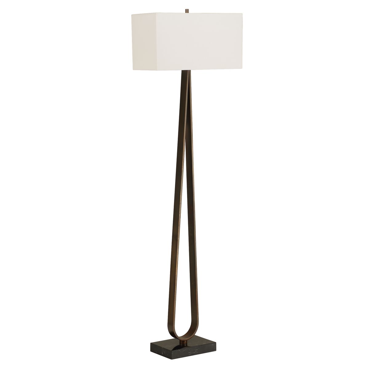 Uttermost Galloway Slim Dark Bronze Floor Lamp With White Linen Shade - Image 3