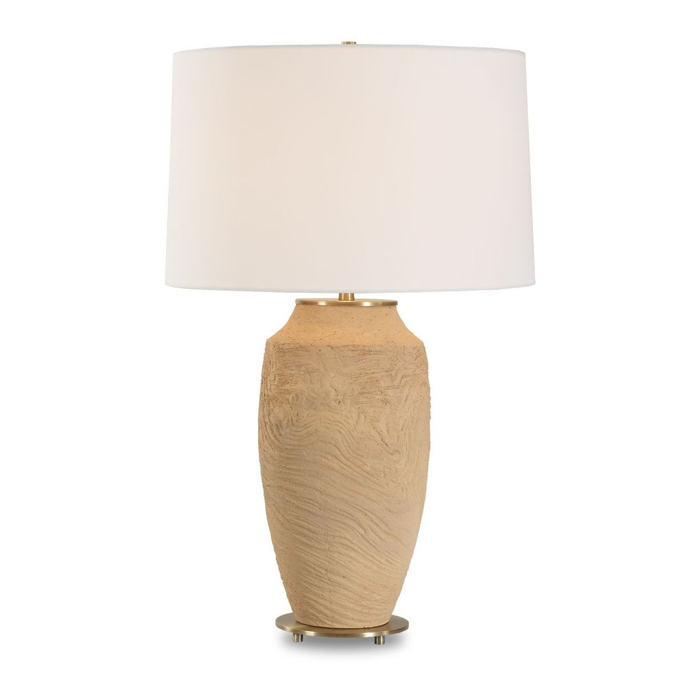 Uttermost Sandstone Flow Terracotta Organic Table Lamp With White Linen Shade - Image 2