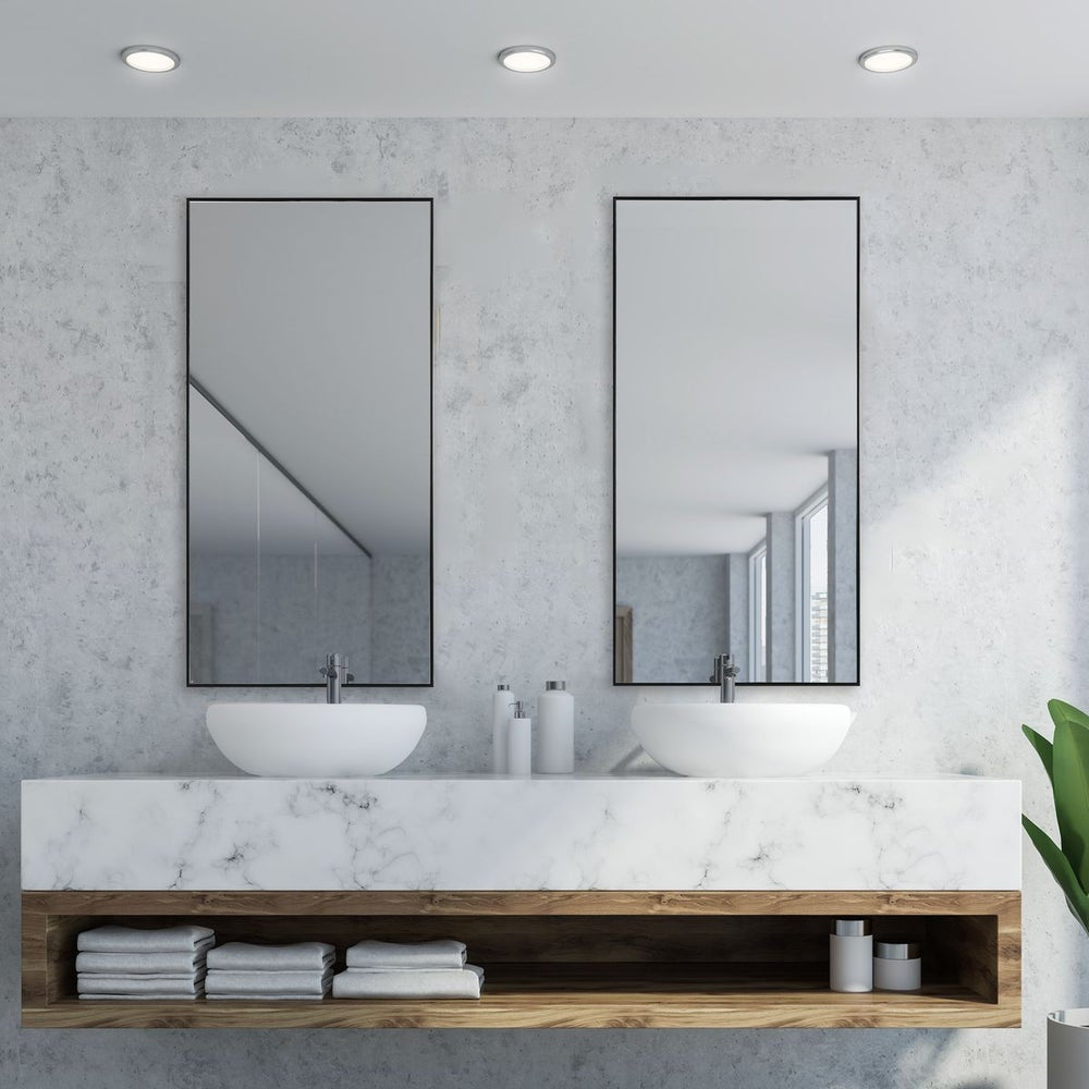 Casa Bella Living Thin Black Framed Contemporary Mirror - Image 1