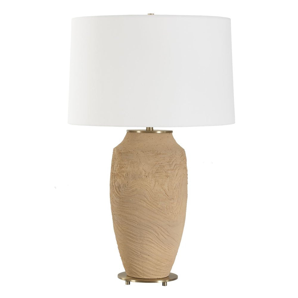 Uttermost Sandstone Flow Terracotta Organic Table Lamp With White Linen Shade - Image 3