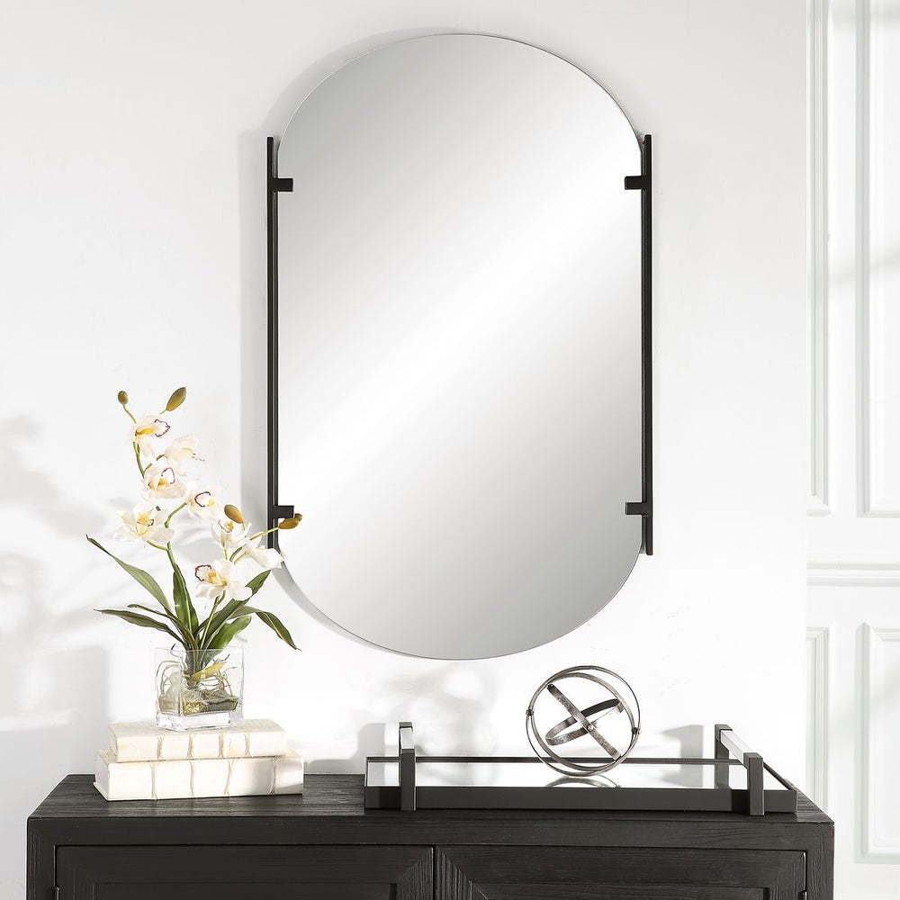 Casa Bella Living Modern Satin Black Mirror - Image 2