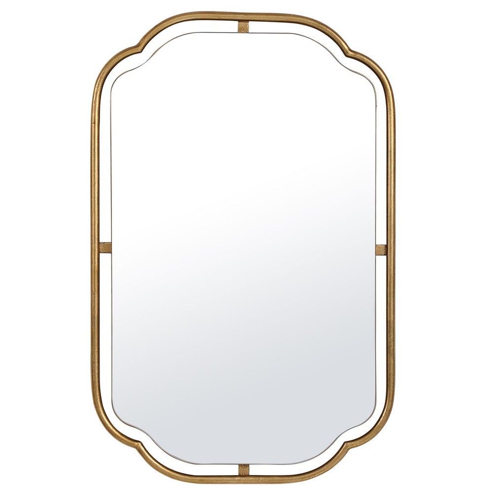 Casa Bella Living Antiqued Gold Leaf Concaved Corners Mirror - Image 2