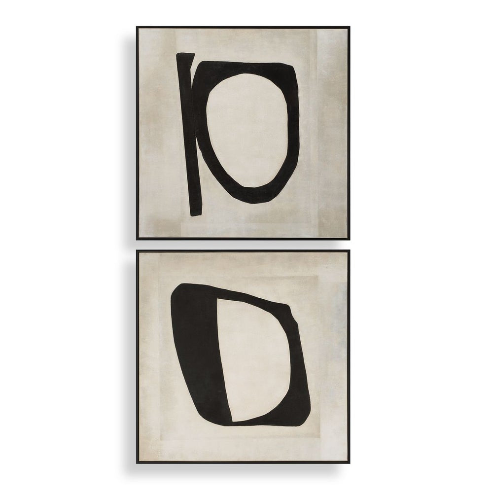 Uttermost Characters Set of 2 Hand Painted Canvases With Black Gallery Frame - Image 3