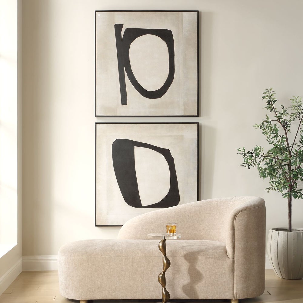 Uttermost Characters Set of 2 Hand Painted Canvases With Black Gallery Frame