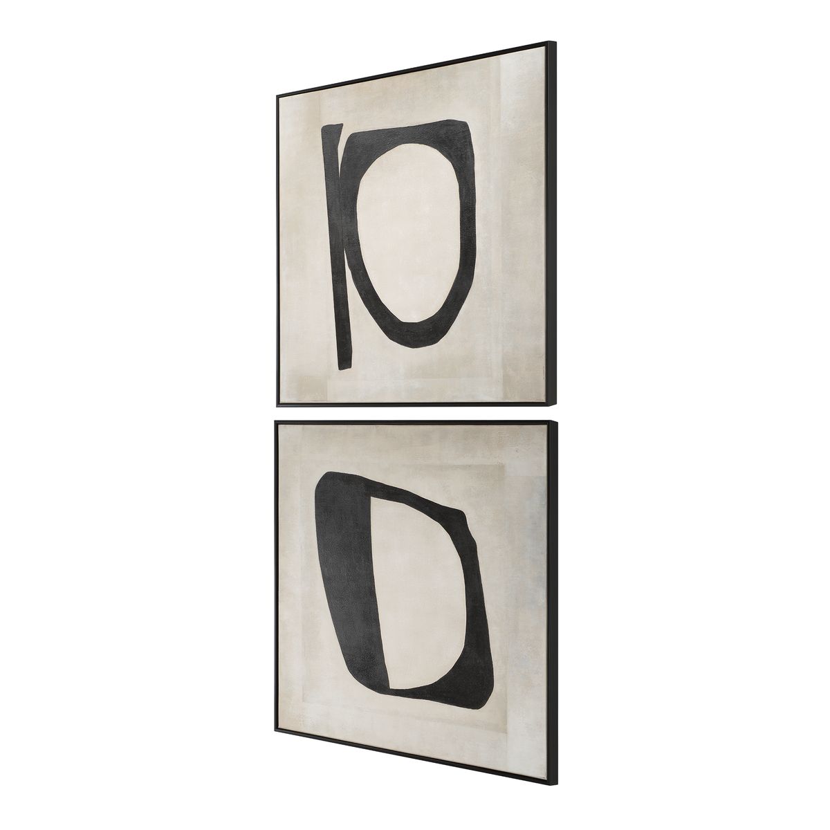 Uttermost Characters Set of 2 Hand Painted Canvases With Black Gallery Frame - Image 2
