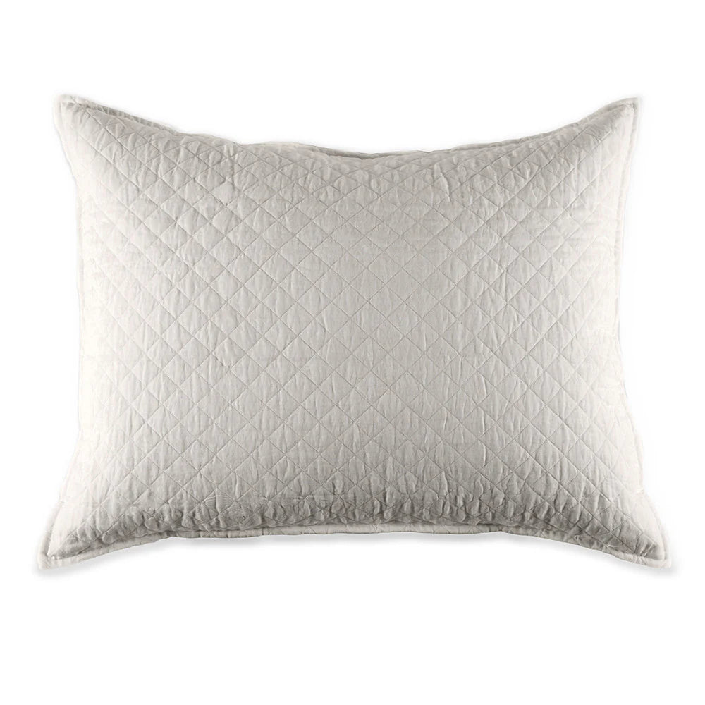 Pom Pom at Home Hampton Flax Linen Diamond Quilted Big Pillow With Insert - 28” x 36” - Image 1