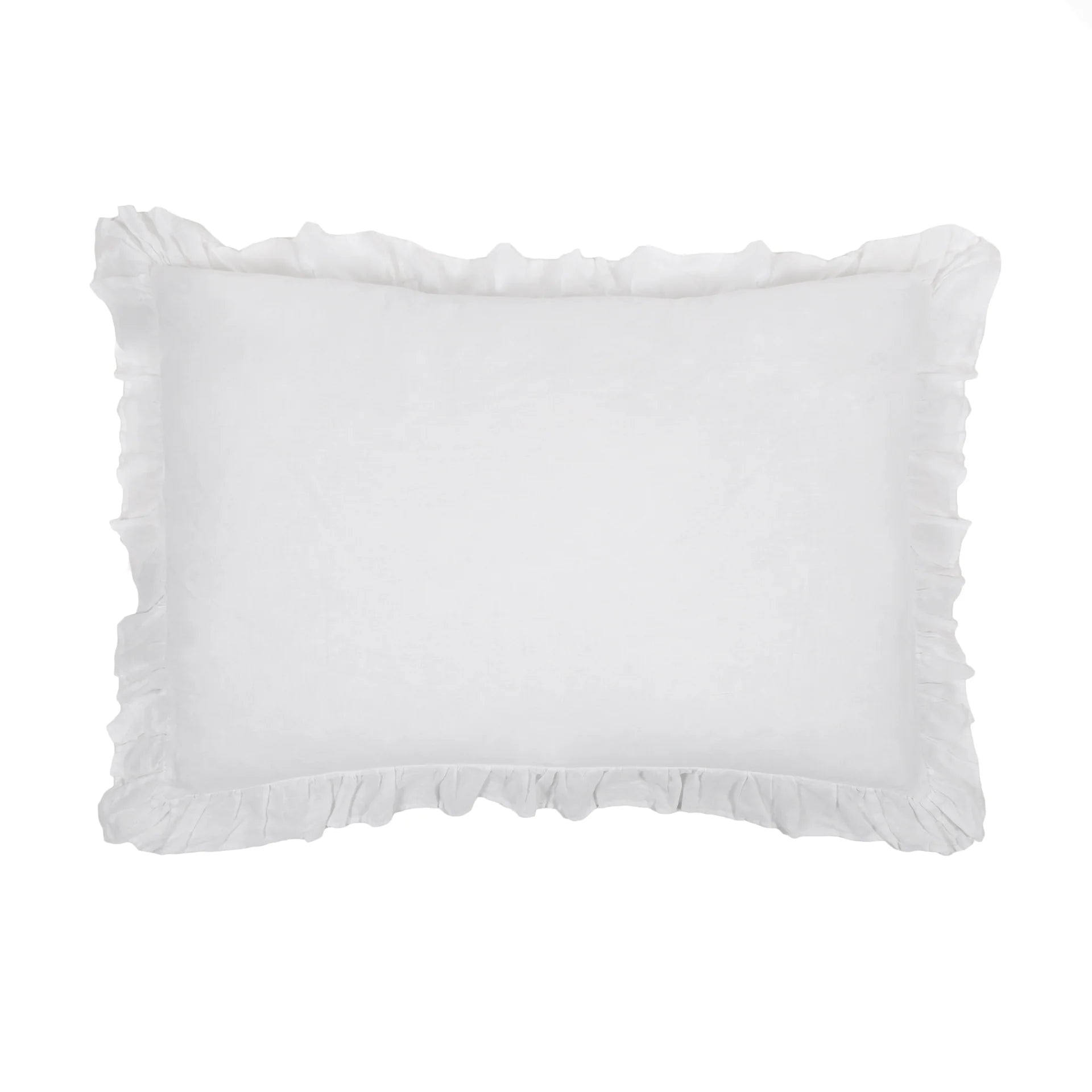 Pom Pom at Home Charlie White Linen Ruffled Big Pillow with Insert  ~ 28” x 36” - Image 2