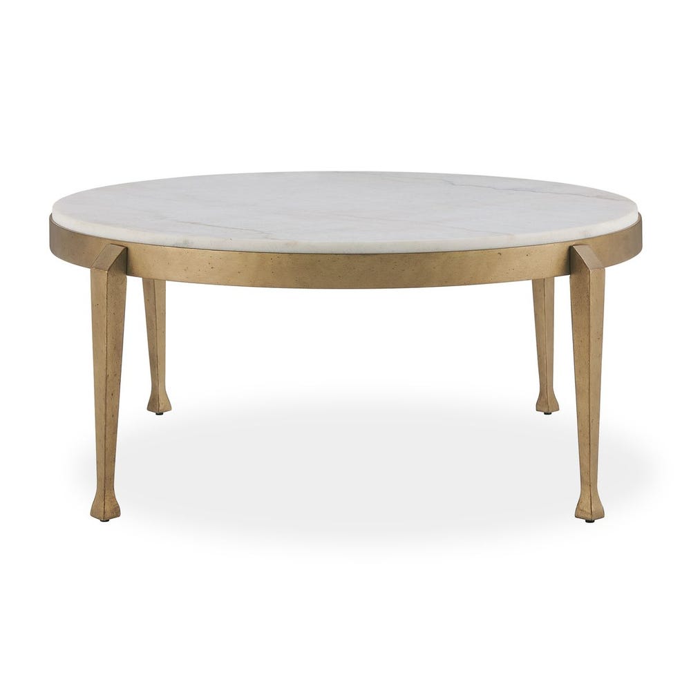 Uttermost Tylan Warm Brass With White Marble Top Coffee Table - Image 3
