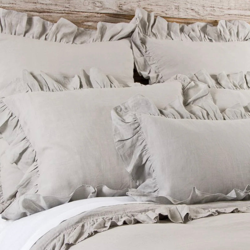 Pom Pom at Home Charlie Flax Linen Ruffled Big Pillow with Insert  ~ 28” x 36” - Image 1