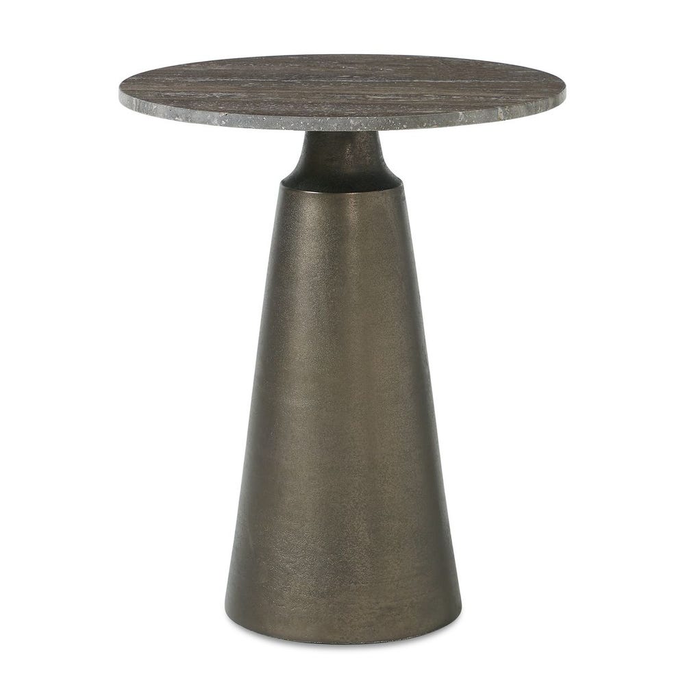 Uttermost Midsummer Titanium Travertine Top Accent Table ~ Indoor & Outdoor Use - Image 2