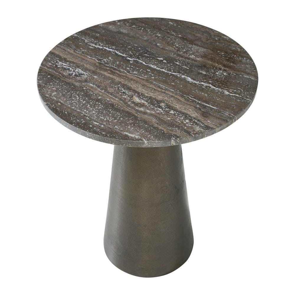 Uttermost Midsummer Titanium Travertine Top Accent Table ~ Indoor & Outdoor Use - Image 3