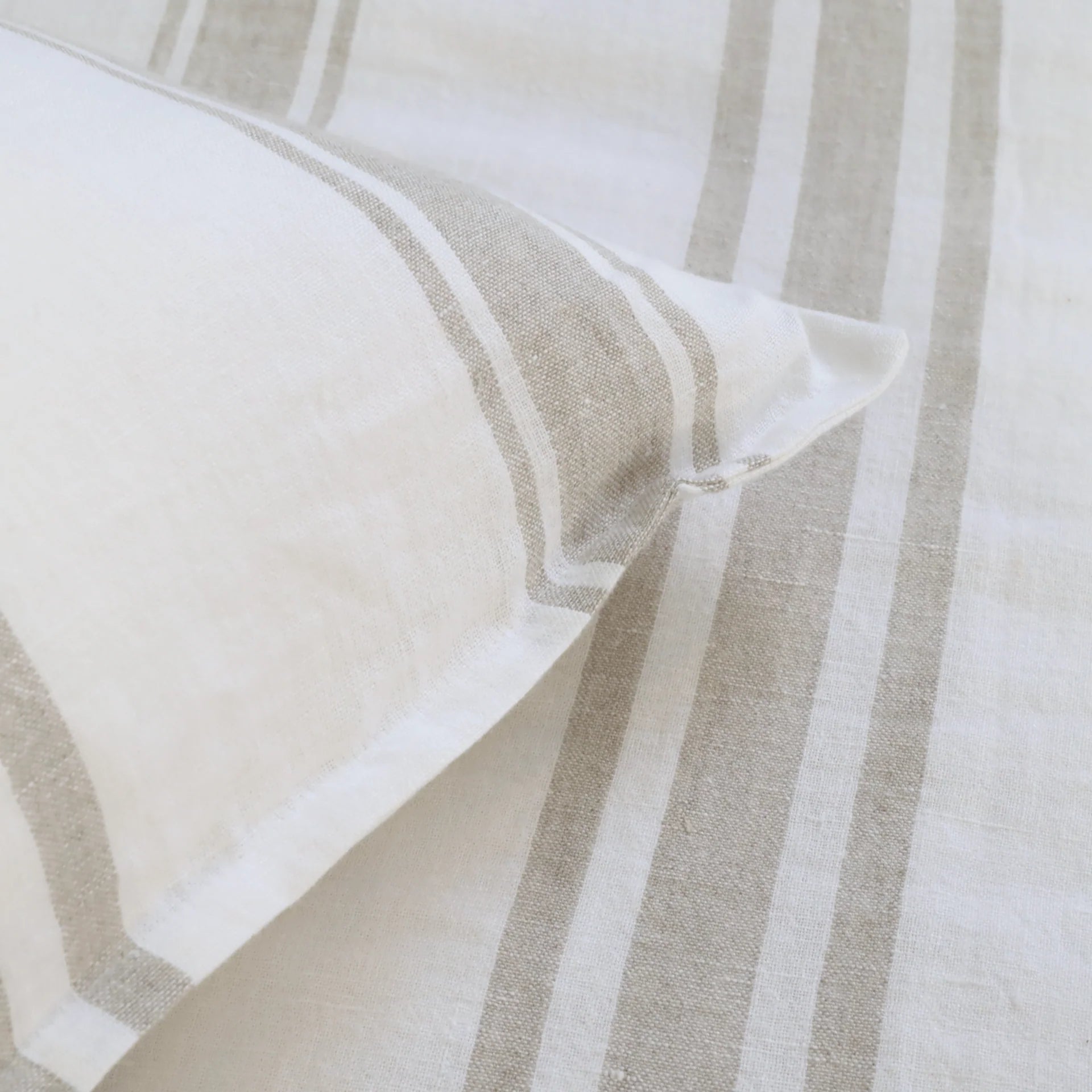 Pom Pom at Home Jackson White and Natural Striped Linen Big Pillow with Insert ~ 28” x 36” - Image 2