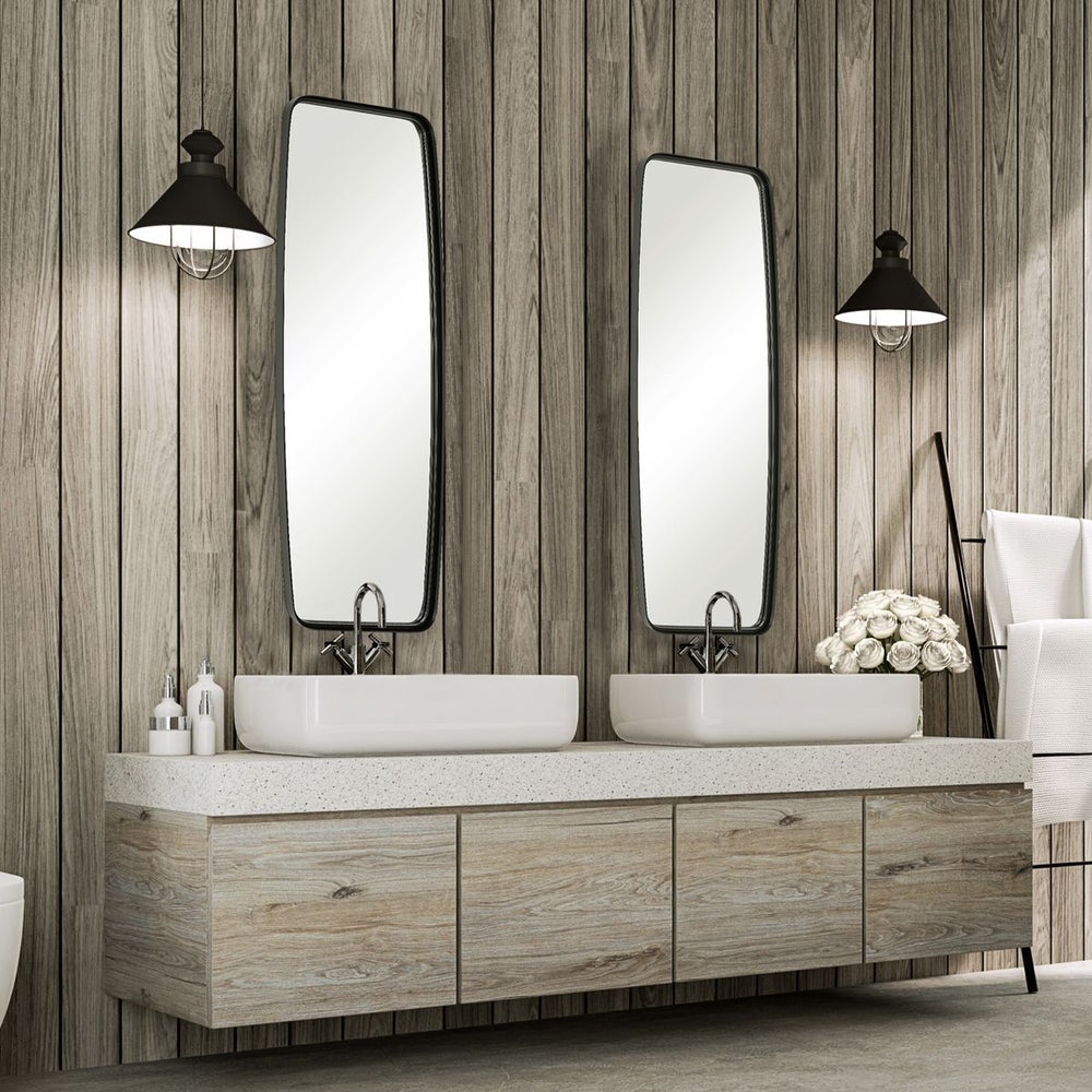 Casa Bella Living Rounded Corners Matte Black Metal Tubing Mirror - Image 1