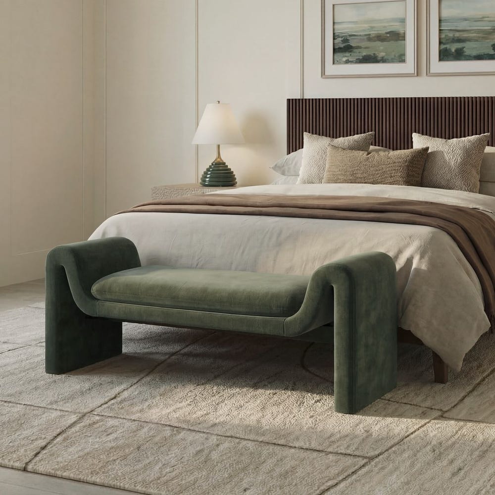 Uttermost Manson Moss Velvet Upholstered Bench