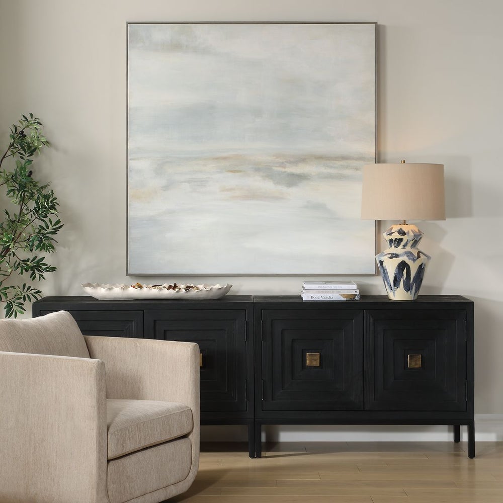 Uttermost Furthest Thing Hand Painted Canvas With Gray Washed Wood Frame - Image 1