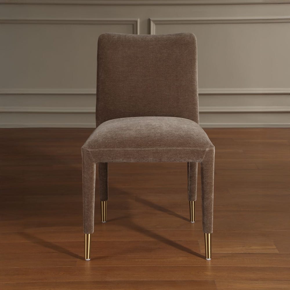 Uttermost Conifer Rich Truffle Velvet Modern Dining Chairs ~ Set Of Two - Image 1
