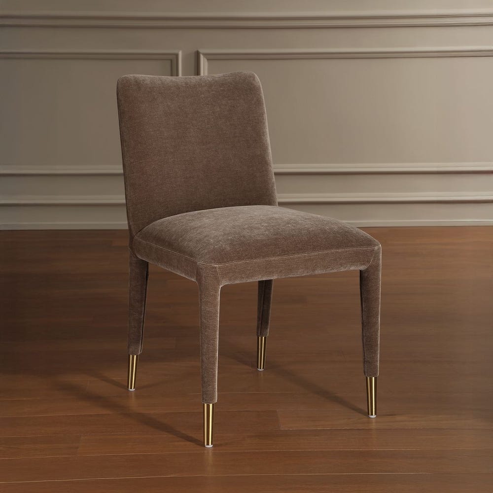 Uttermost Conifer Rich Truffle Velvet Modern Dining Chairs ~ Set Of Two - Image 2