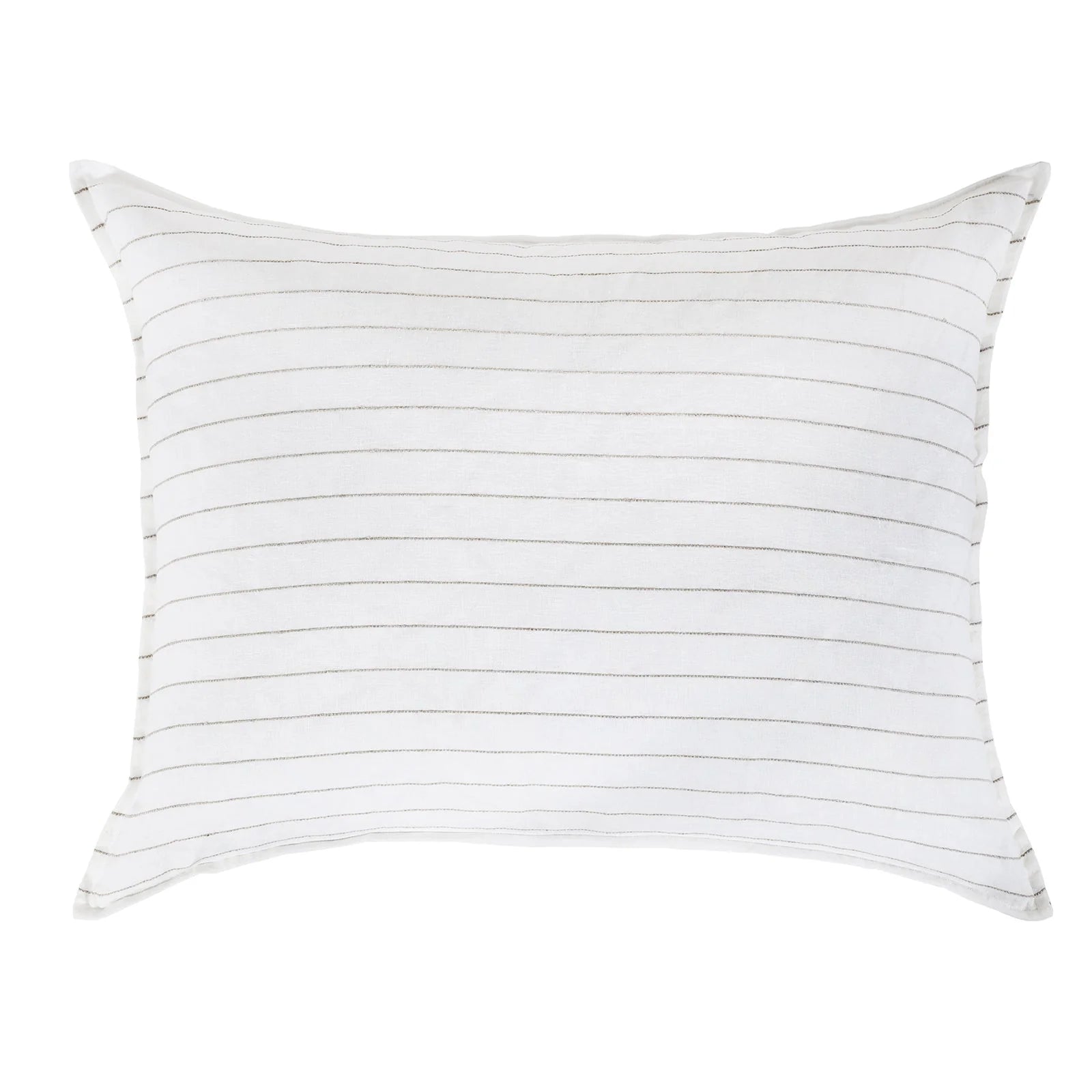 Pom Pom at Home Blake White and Natural Linen Striped Big Pillow with Insert  ~ 28 x 36 - Image 1