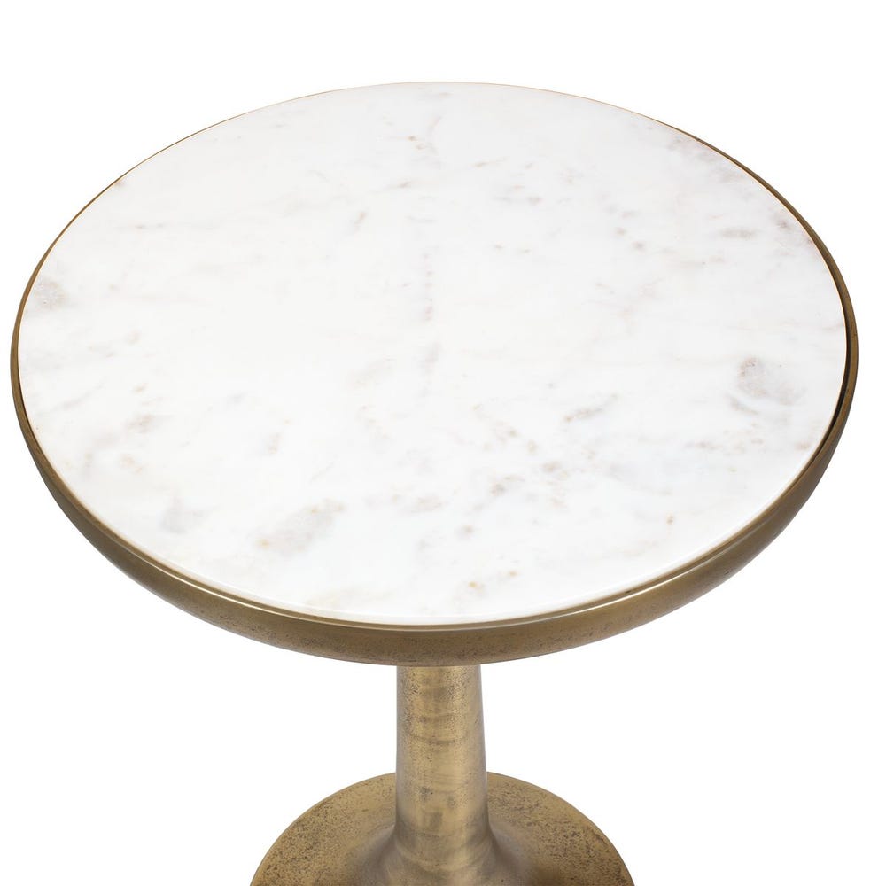 Uttermost Gianno White Marble Top With Warm Antiqued Brass Finished Base Side Table - Image 2