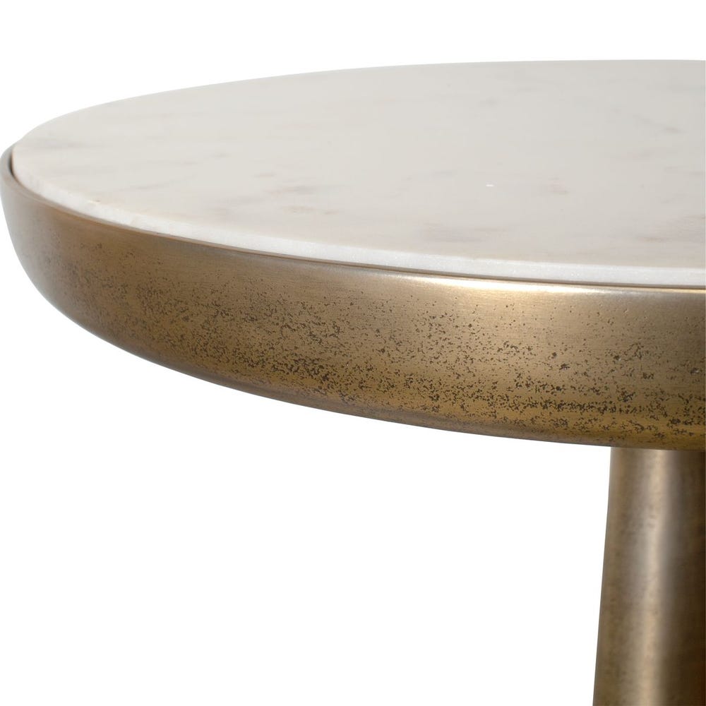 Uttermost Gianno White Marble Top With Warm Antiqued Brass Finished Base Side Table - Image 3