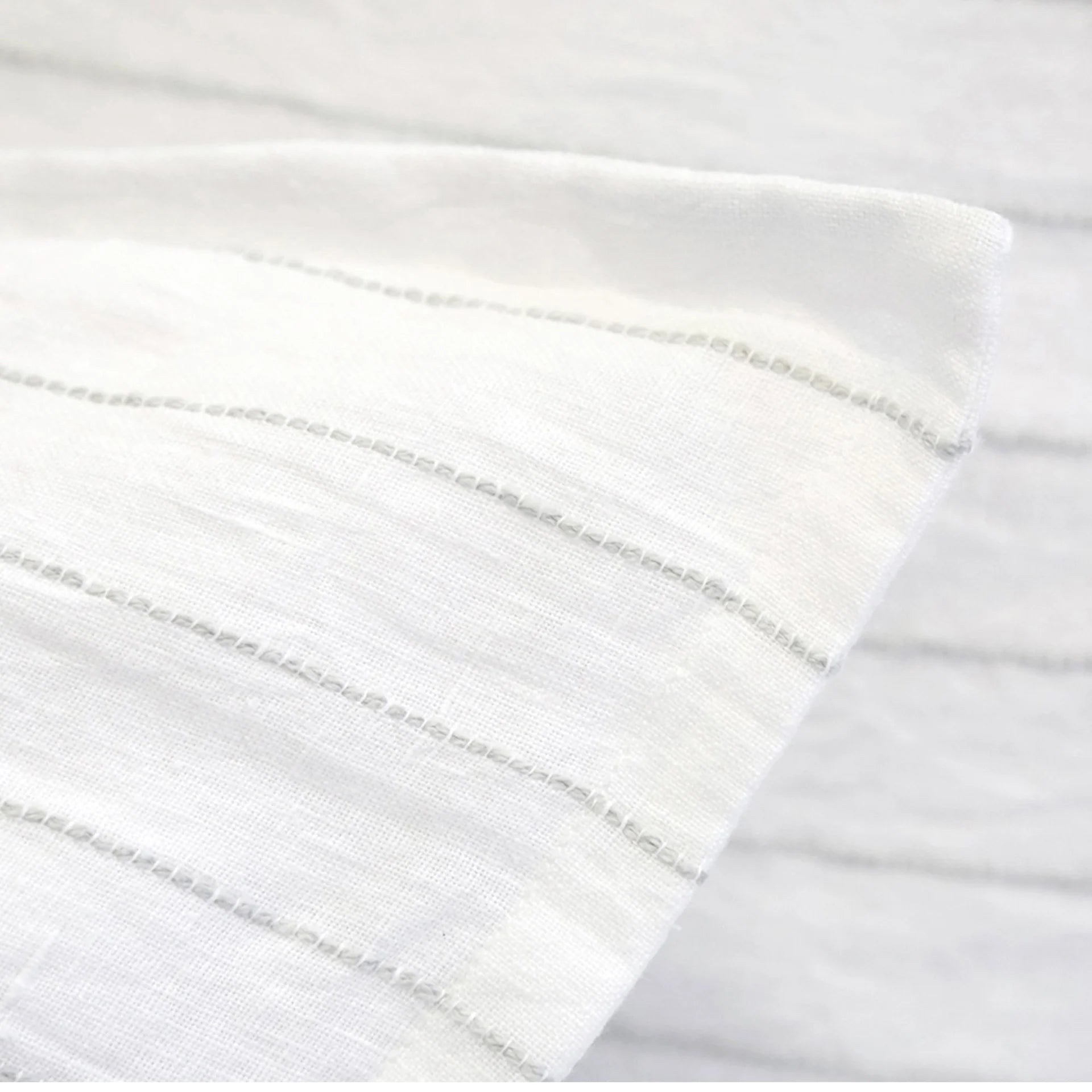 Pom Pom at Home Blake White and Ocean Linen Striped Big Pillow with Insert  ~ 28 x 36 - Image 2