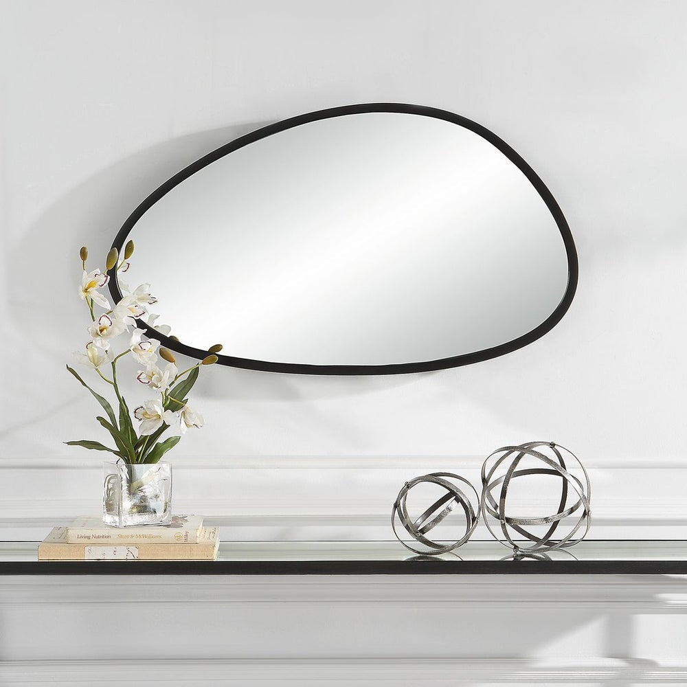 Casa Bella Living Matte Black Asymmetrical Frame Mirror - Image 3