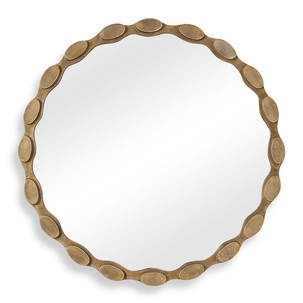 Uttermost Marietta Aged Warm Brass Round Mirror - Image 2