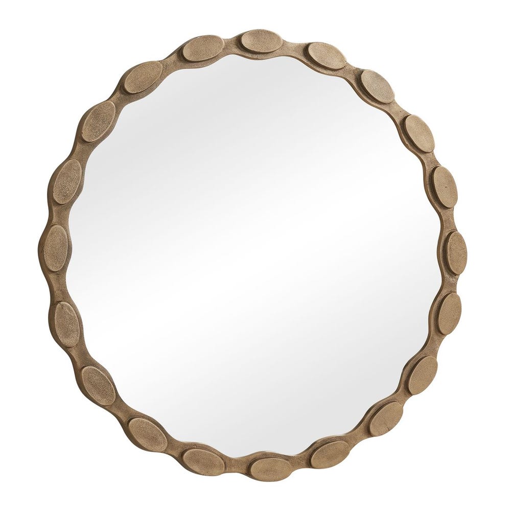 Uttermost Marietta Aged Warm Brass Round Mirror - Image 3