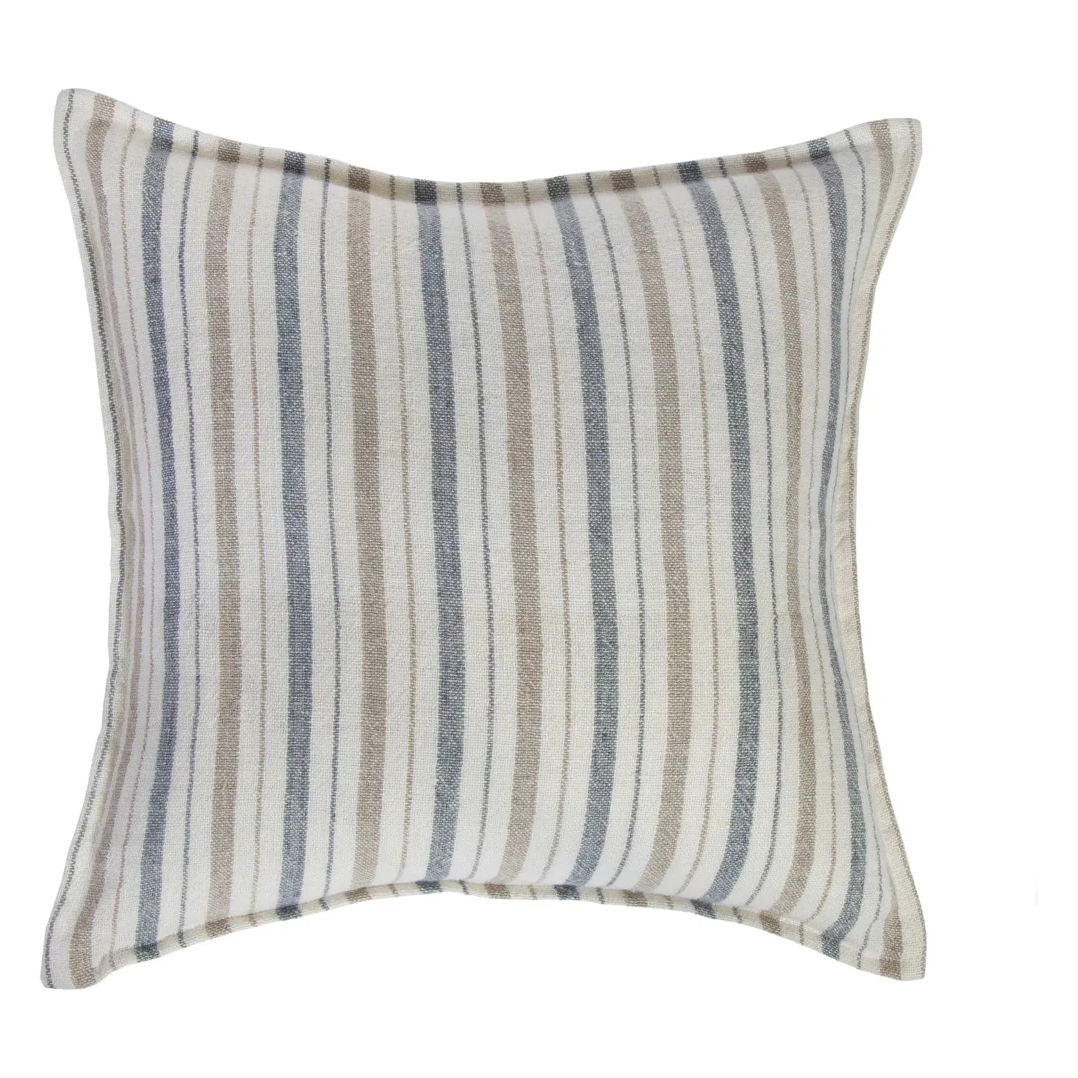 Pom Pom at Home Naples Ocean and Natural Linen Striped Pillow with Insert  ~ 20 x 20 - Image 1