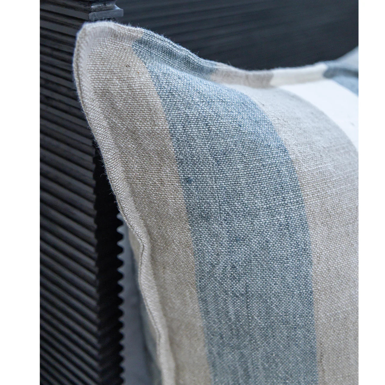 Pom Pom at Home Monterey Ocean and Natural Linen Striped Big Pillow with Insert  ~ 28 x 36 - Image 3