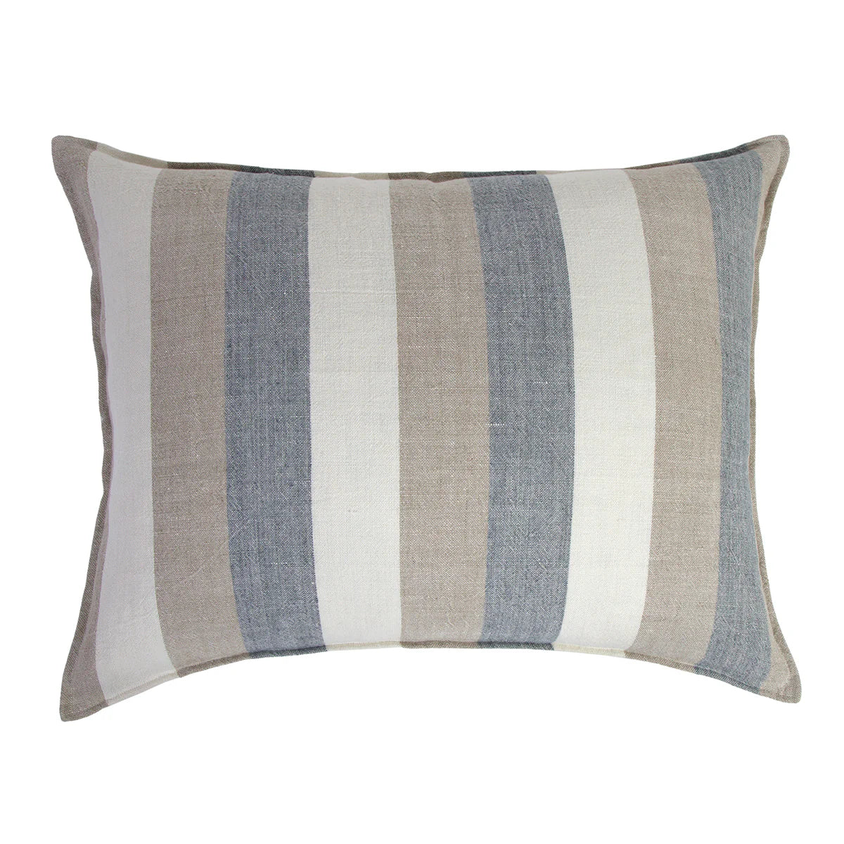Pom Pom at Home Monterey Ocean and Natural Linen Striped Big Pillow with Insert  ~ 28 x 36 - Image 2