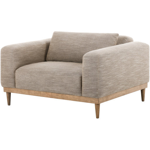 Surya Strattan Modern Gray Linen Square Arm Accent Chair - Image 1