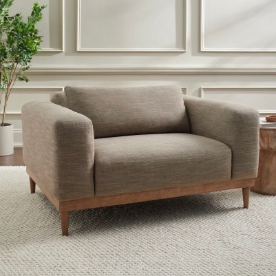 Surya Strattan Modern Gray Linen Square Arm Accent Chair - Image 2