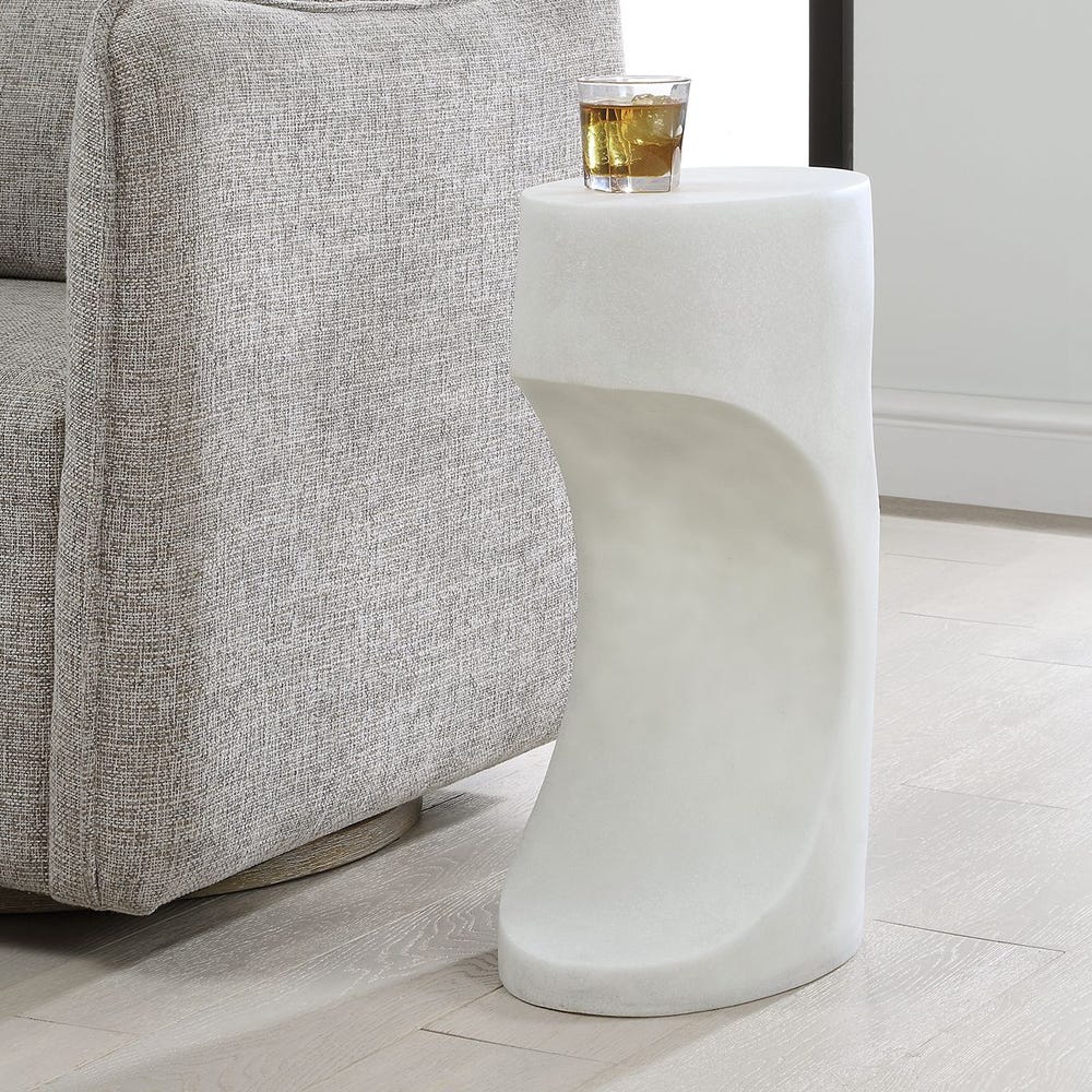 Uttermost Stevie White Stone Accent Table ~ Indoor & Outdoor Use - Image 3