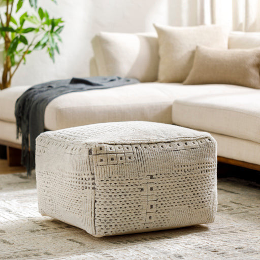Surya Tunisia Modern Hand Knotted Wool Pouf Ottoman TUPF-002 - Image 1