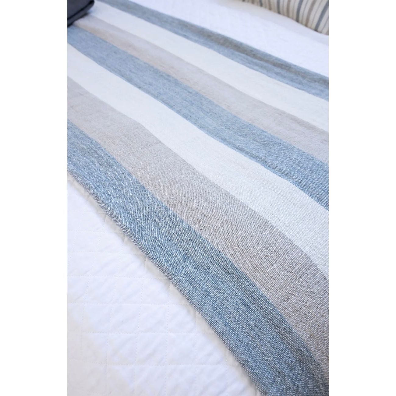 Pom Pom at Home Monterey Ocean and Natural Linen Oversized Throw ~ 60 x 90 - Image 3
