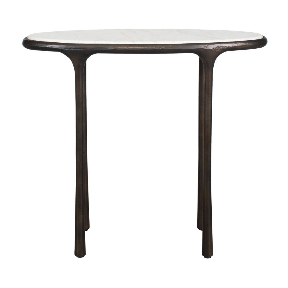 Uttermost Ata Dark Bronze With White Marble Oval Top Accent Table - Image 2