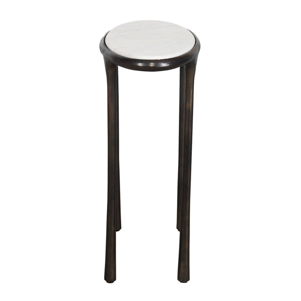 Uttermost Ata Dark Bronze With White Marble Oval Top Accent Table - Image 3