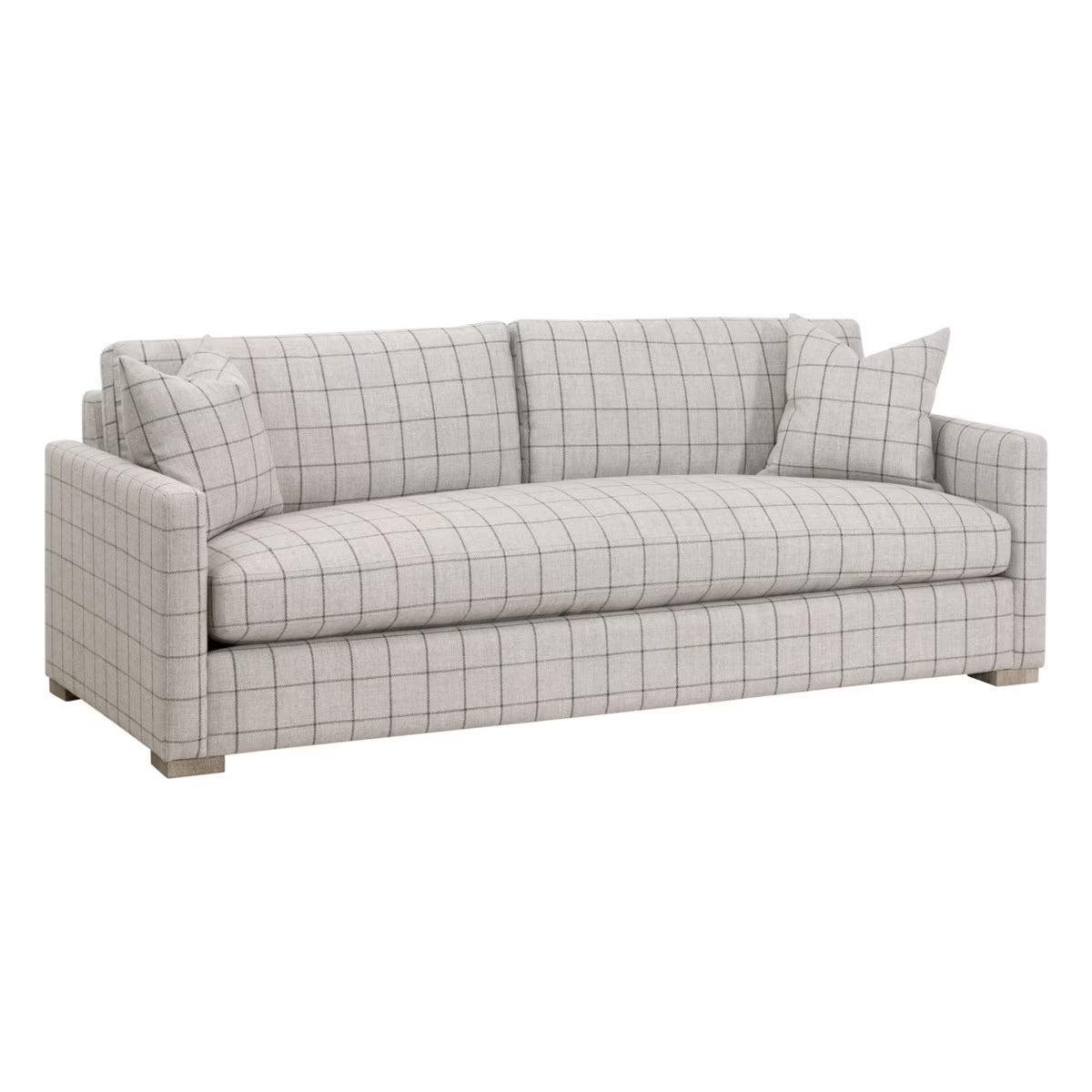 Essentials For Living Clara 86" Slim Arm Sofa ~ Performance Windowpane Cement With Natural Gray Oak - Image 2