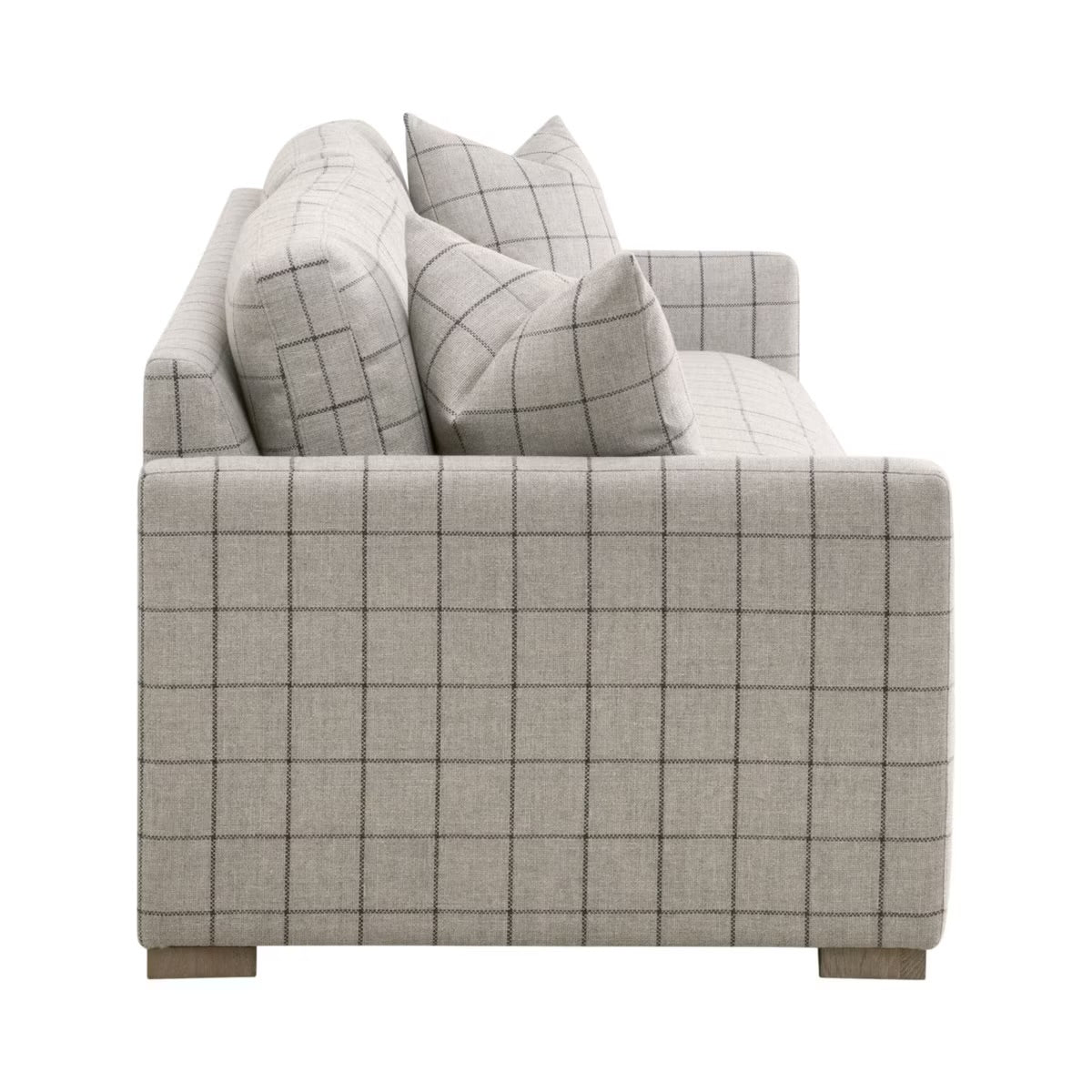 Essentials For Living Clara 86" Slim Arm Sofa ~ Performance Windowpane Cement With Natural Gray Oak - Image 3