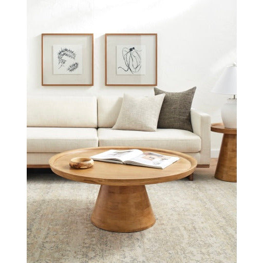Surya Amira Modern Natural Mango Wood Round Coffee Table AMIR-001 - Image 1