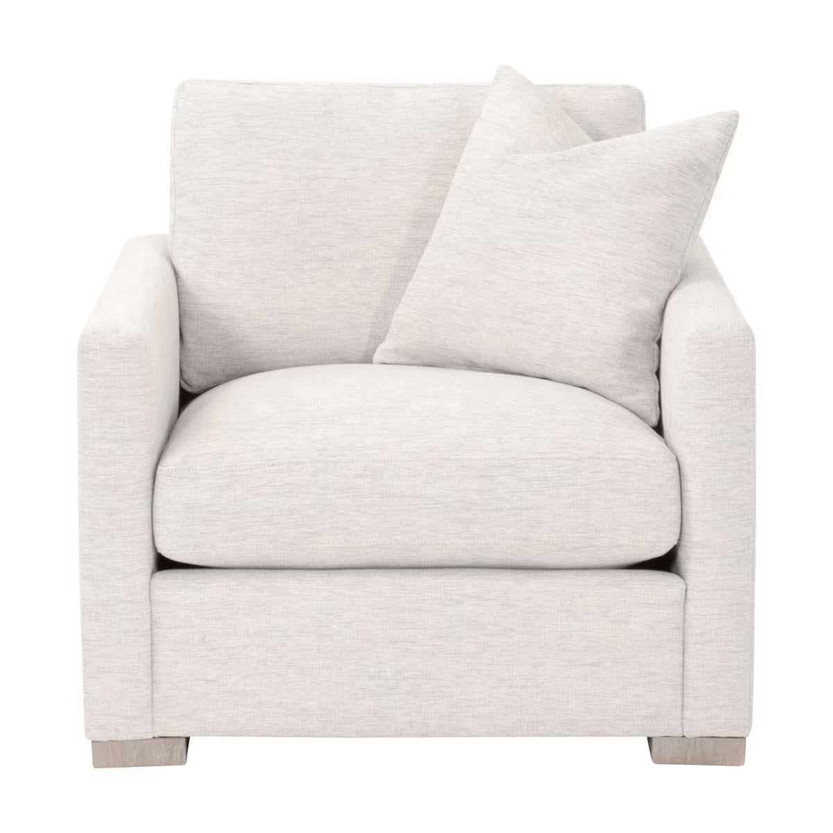 Essentials For Living Clara Slim Arm Sofa Chair~ Performance Stone Basketweave, Natural Gray Oak