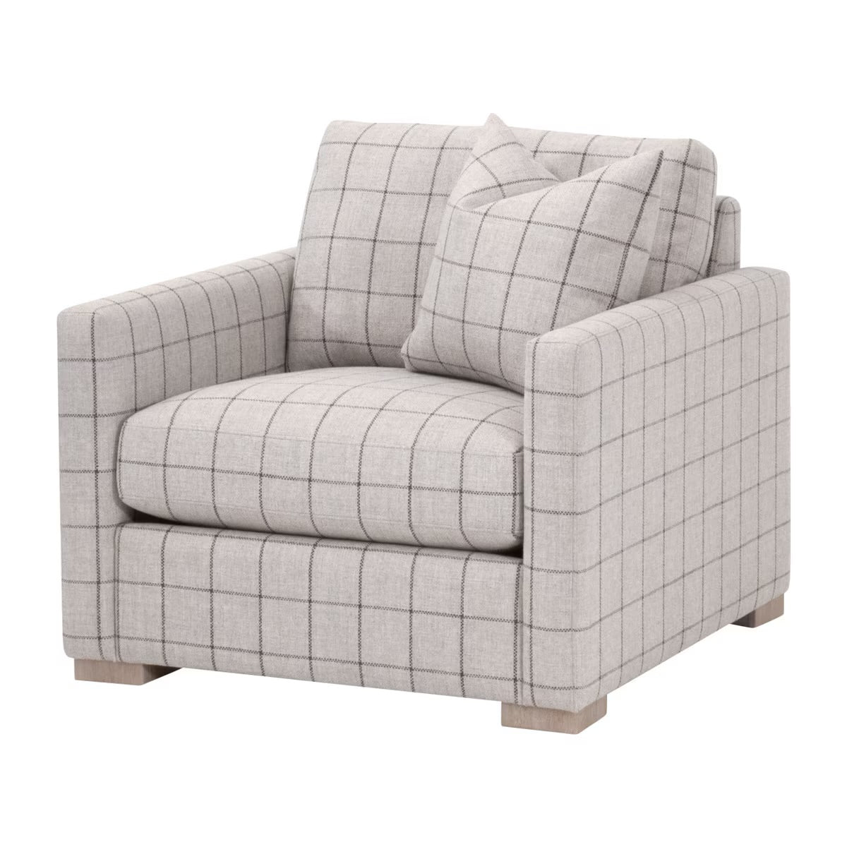 Essentials For Living Clara Slim Arm Sofa Chair~ Performance Windowpane Cement, Natural Gray Oak - Image 2