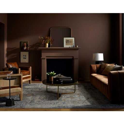 Surya Melton Modern Black Glass & Metallic Brass Base Round Coffee Table  MEL-003 - Image 3