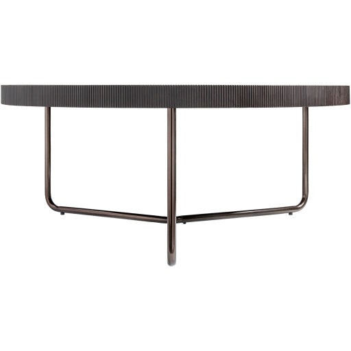 Surya Melton Modern Black Glass & Metallic Nickel  Base Round Coffee Table  MEL-004 - Image 2